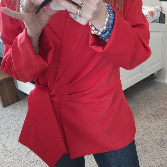 Preston and York Red Women's Point Collar Jacket w/Side Tie Detail, Sz 10 - Picture 6 of 11